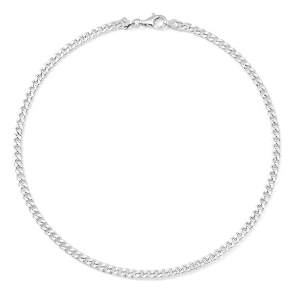 Sølvfarget panserkjede 50 cm med flat glans - 11-GL150-50
